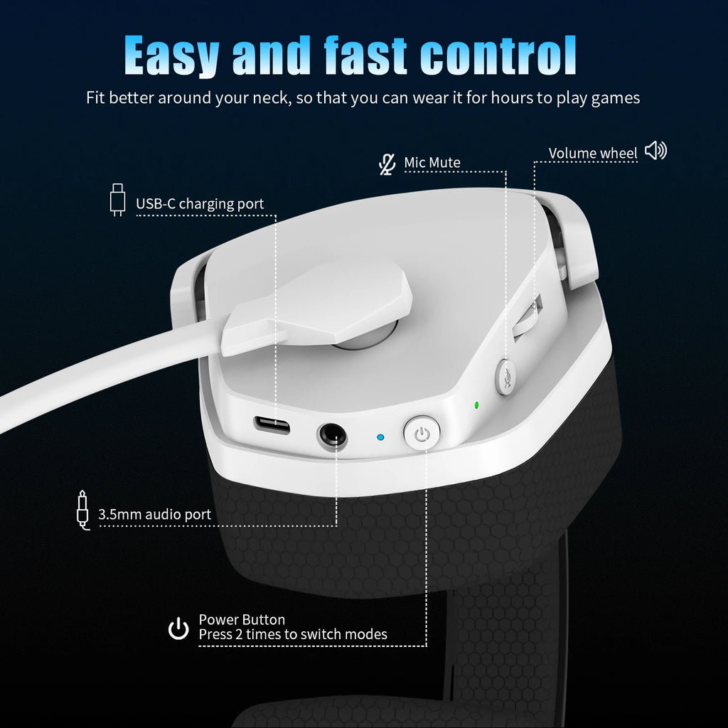 Dual Wireless Gaming Headset with Mic – 100H Battery